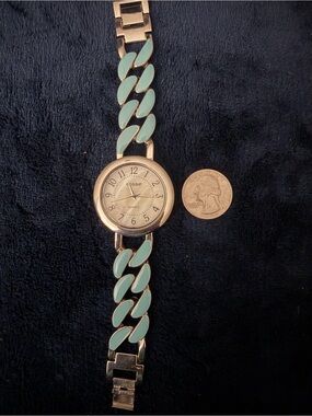 Gossip Gold Tone Watch with Mint Green Links